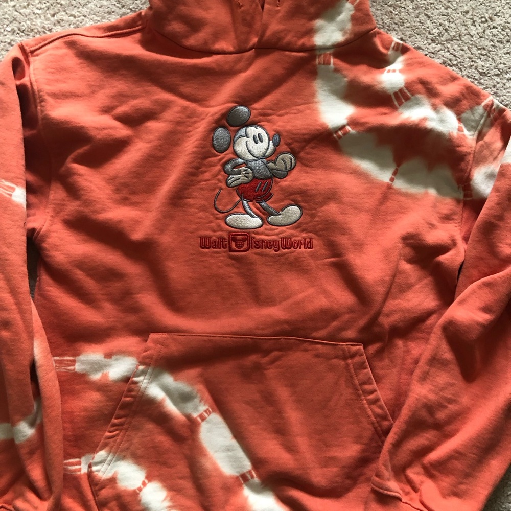 Disney Mickey Mouse Coral Sweatshirt Disney World Hoodie Small Tie Dye